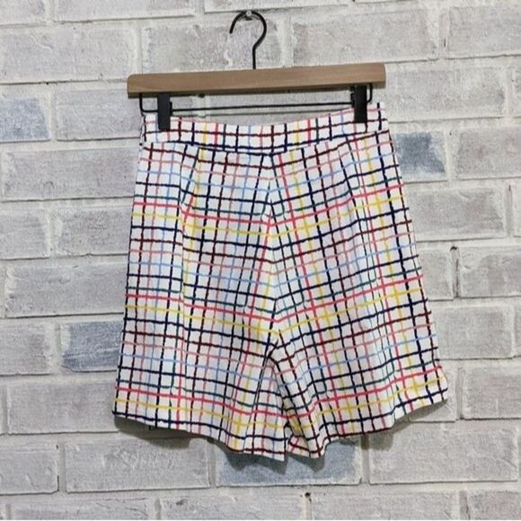 NWT Modcloth Collectif shorts rainbow gingham plaid high rise waist 6 S - Picture 2 of 7